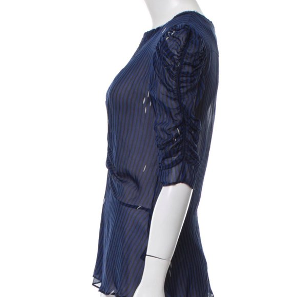 Isabel Marant Blue Silk Blouse Size 6 - Picture 3 of 4